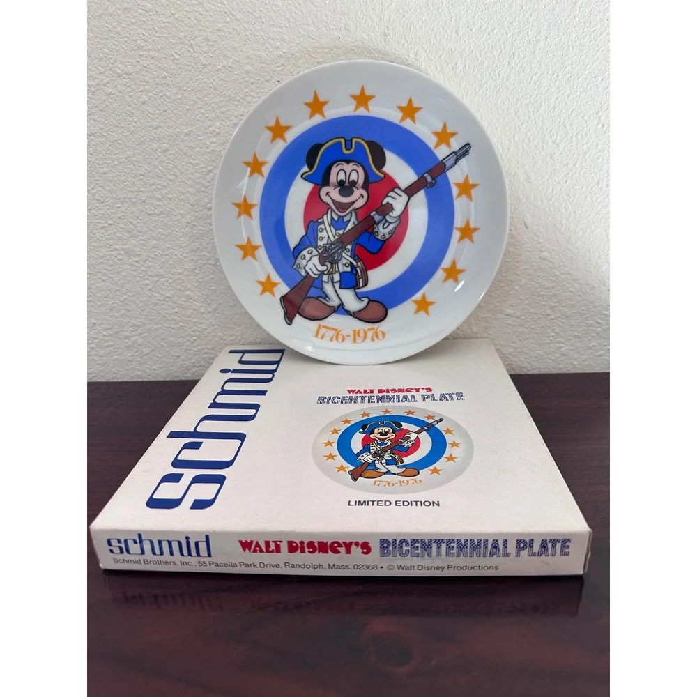 Vintage Disney Schmid Mickey Mouse Bicentennial Plate 1776-1976 Limited Edition